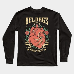 Valentine's Day My heart beats for my girlfriend edgy emo design heart Long Sleeve T-Shirt